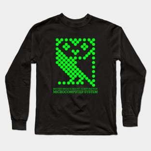 BBC Microcomputer 1980s Owl Logo in Green Long Sleeve T-Shirt